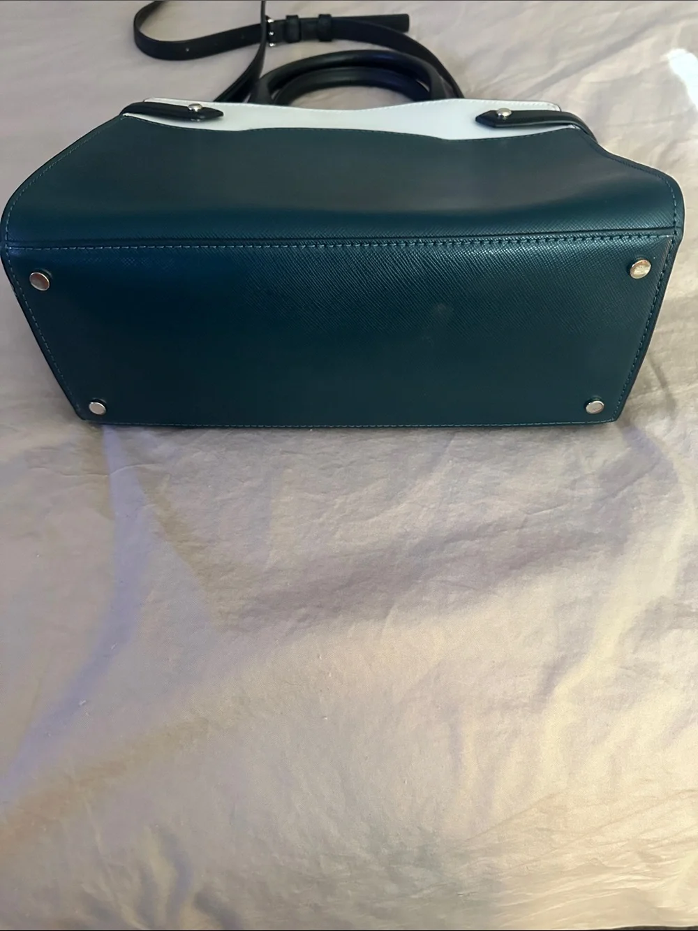 kate spade Teal and White Leather Top-Handle Satchel